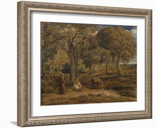 Landscape with Family Group, Possibly the Rest on the Flight into Egypt, C.1827-John Linnell-Framed Giclee Print