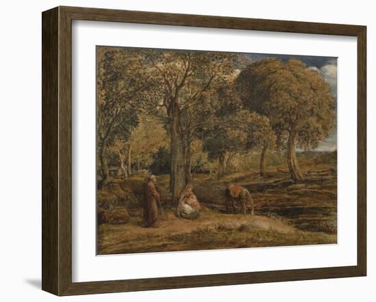 Landscape with Family Group, Possibly the Rest on the Flight into Egypt, C.1827-John Linnell-Framed Giclee Print