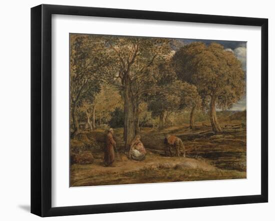 Landscape with Family Group, Possibly the Rest on the Flight into Egypt, C.1827-John Linnell-Framed Giclee Print