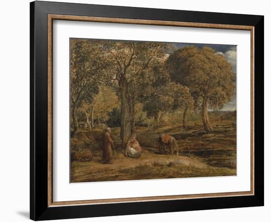 Landscape with Family Group, Possibly the Rest on the Flight into Egypt, C.1827-John Linnell-Framed Giclee Print