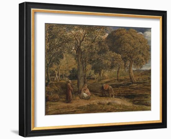 Landscape with Family Group, Possibly the Rest on the Flight into Egypt, C.1827-John Linnell-Framed Giclee Print