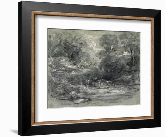 Landscape with Farm Cart on a Winding Track Between Trees-Thomas Gainsborough-Framed Giclee Print