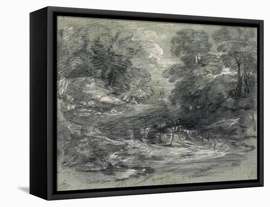 Landscape with Farm Cart on a Winding Track Between Trees-Thomas Gainsborough-Framed Premier Image Canvas