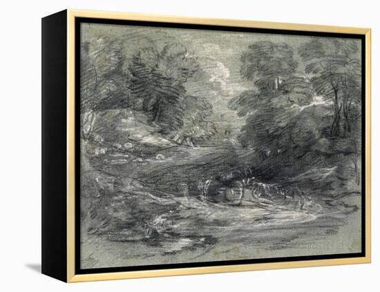 Landscape with Farm Cart on a Winding Track Between Trees-Thomas Gainsborough-Framed Premier Image Canvas