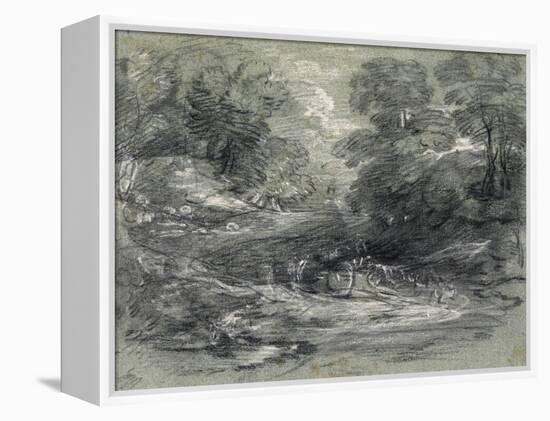 Landscape with Farm Cart on a Winding Track Between Trees-Thomas Gainsborough-Framed Premier Image Canvas