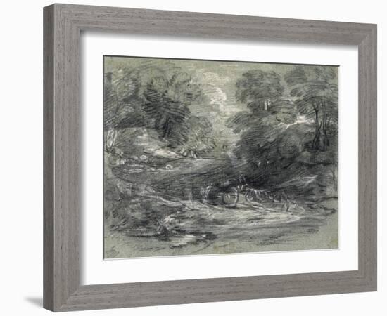 Landscape with Farm Cart on a Winding Track Between Trees-Thomas Gainsborough-Framed Giclee Print