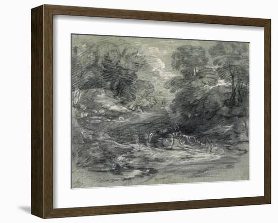 Landscape with Farm Cart on a Winding Track Between Trees-Thomas Gainsborough-Framed Giclee Print