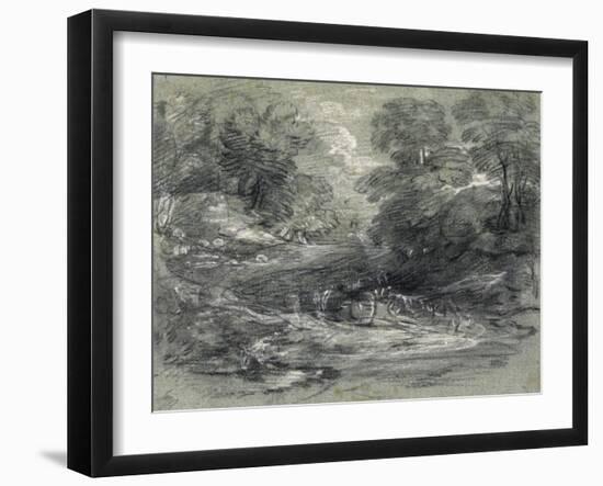 Landscape with Farm Cart on a Winding Track Between Trees-Thomas Gainsborough-Framed Giclee Print