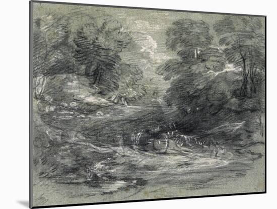 Landscape with Farm Cart on a Winding Track Between Trees-Thomas Gainsborough-Mounted Giclee Print