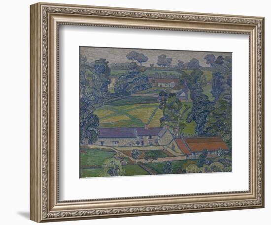 Landscape with Farmhouses, C.1912-13 (Oil on Canvas)-Charles Ginner-Framed Giclee Print
