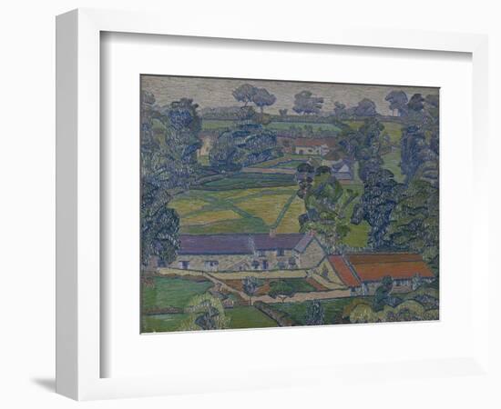 Landscape with Farmhouses, C.1912-13 (Oil on Canvas)-Charles Ginner-Framed Giclee Print