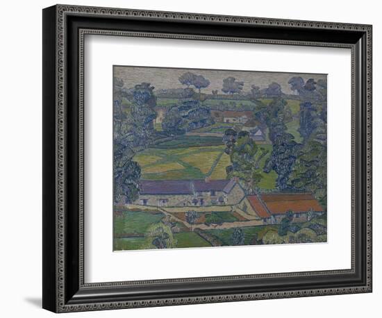 Landscape with Farmhouses, C.1912-13 (Oil on Canvas)-Charles Ginner-Framed Giclee Print