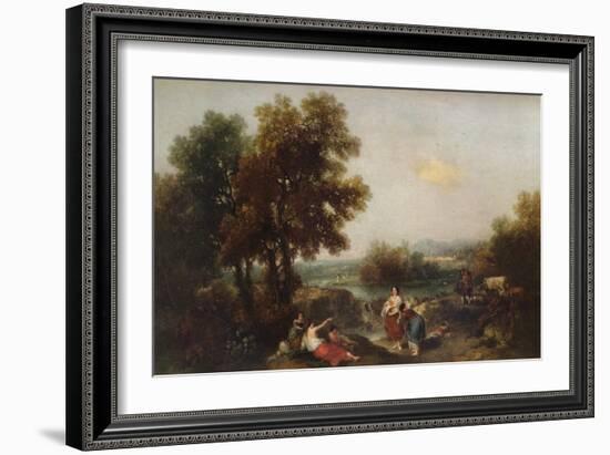 Landscape with Figures, 18th century, (1915)-Francesco Zuccarelli-Framed Giclee Print