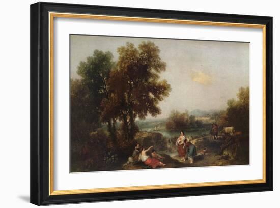 Landscape with Figures, 18th century, (1915)-Francesco Zuccarelli-Framed Giclee Print