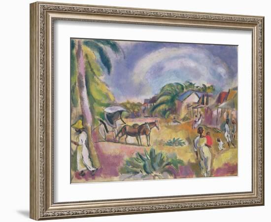 Landscape with Figures and Carriage, 1915 (Oil on Canvas)-Jules Pascin-Framed Giclee Print