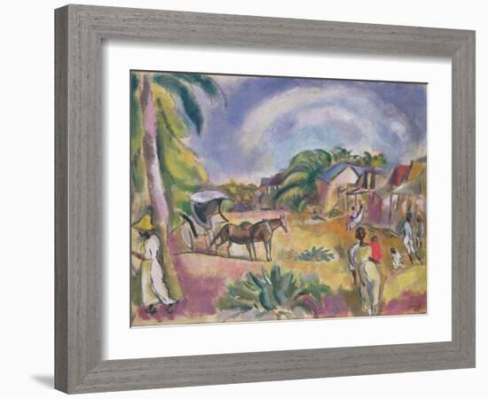 Landscape with Figures and Carriage, 1915 (Oil on Canvas)-Jules Pascin-Framed Giclee Print