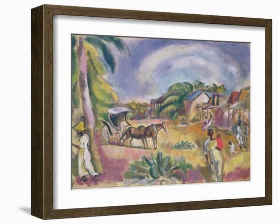 Landscape with Figures and Carriage, 1915 (Oil on Canvas)-Jules Pascin-Framed Giclee Print