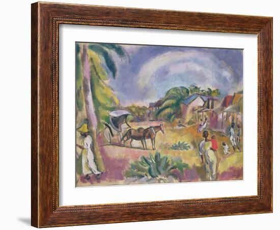 Landscape with Figures and Carriage, 1915 (Oil on Canvas)-Jules Pascin-Framed Giclee Print