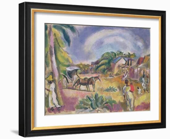 Landscape with Figures and Carriage, 1915 (Oil on Canvas)-Jules Pascin-Framed Giclee Print