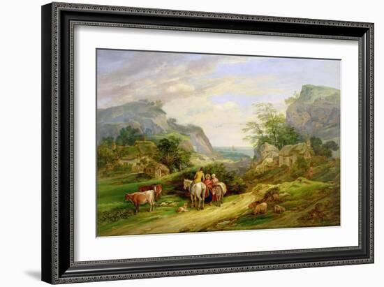 Landscape with Figures and Cattle-James Leakey-Framed Giclee Print