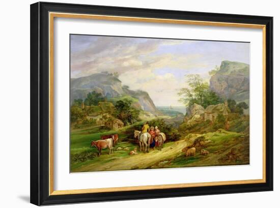 Landscape with Figures and Cattle-James Leakey-Framed Giclee Print