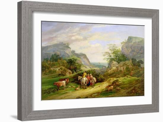 Landscape with Figures and Cattle-James Leakey-Framed Premium Giclee Print