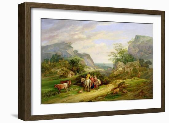 Landscape with Figures and Cattle-James Leakey-Framed Premium Giclee Print