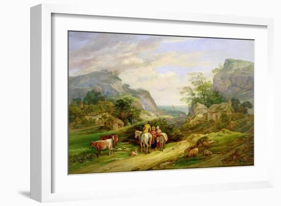 Landscape with Figures and Cattle-James Leakey-Framed Premium Giclee Print