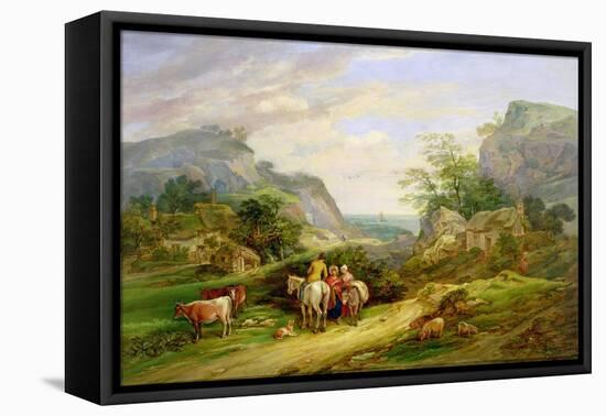 Landscape with Figures and Cattle-James Leakey-Framed Premier Image Canvas