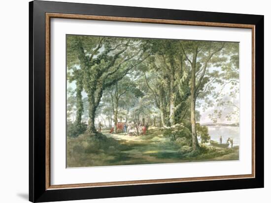 Landscape with Figures at an Open Air Meal, 1760-1782 (W/C over Pencil on Paper)-William Pars-Framed Giclee Print