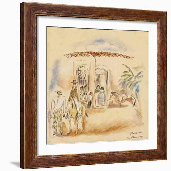 Landscape with Figures, Havana, 1915 (W/C on Paper)-Jules Pascin-Framed Giclee Print