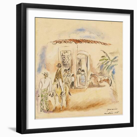 Landscape with Figures, Havana, 1915 (W/C on Paper)-Jules Pascin-Framed Giclee Print