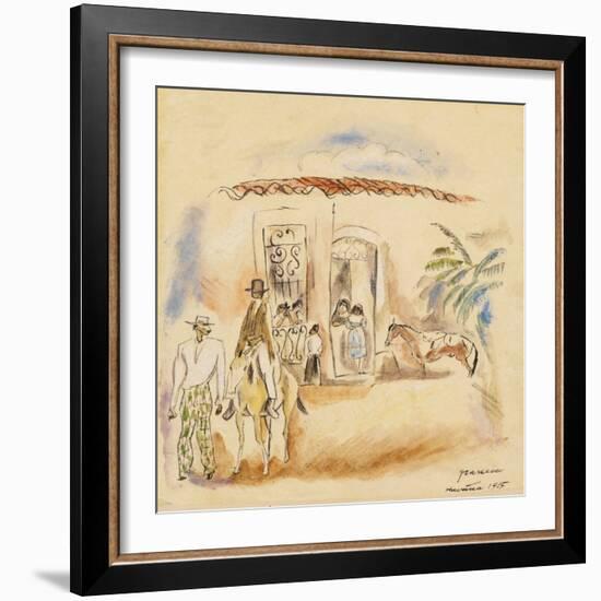 Landscape with Figures, Havana, 1915 (W/C on Paper)-Jules Pascin-Framed Giclee Print