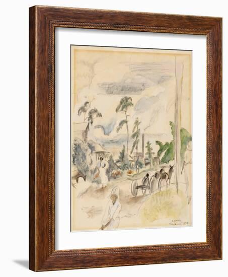 Landscape with Figures, Miami, 1916 (W/C on Paper)-Jules Pascin-Framed Giclee Print