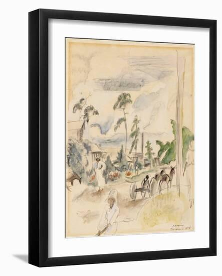 Landscape with Figures, Miami, 1916 (W/C on Paper)-Jules Pascin-Framed Giclee Print