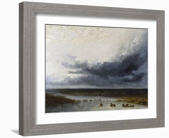 Landscape with Fishermen at the Mouth of a River-Georges Michel-Framed Giclee Print