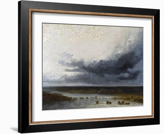 Landscape with Fishermen at the Mouth of a River-Georges Michel-Framed Giclee Print