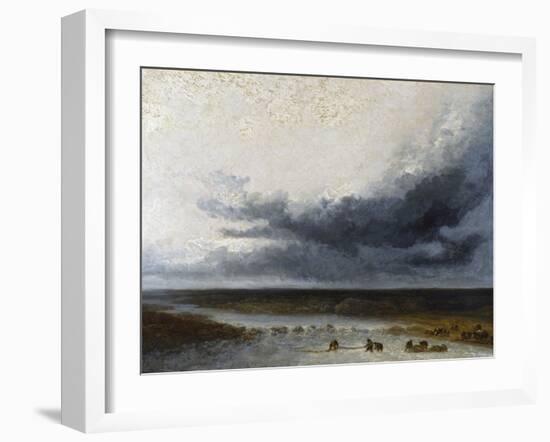 Landscape with Fishermen at the Mouth of a River-Georges Michel-Framed Giclee Print