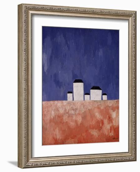 Landscape with Five Houses, c.1932-Kasimir Malevich-Framed Giclee Print