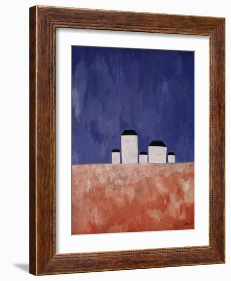 Landscape with Five Houses, c.1932-Kasimir Malevich-Framed Giclee Print