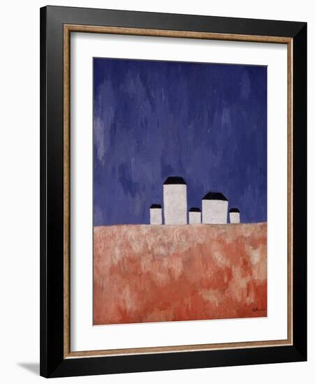 Landscape with Five Houses, c.1932-Kasimir Malevich-Framed Giclee Print