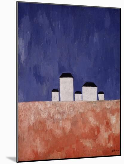 Landscape with Five Houses, c.1932-Kasimir Malevich-Mounted Giclee Print