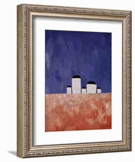 Landscape with Five Houses, c.1932-Kasimir Malevich-Framed Giclee Print