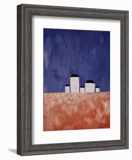 Landscape with Five Houses, c.1932-Kasimir Malevich-Framed Giclee Print