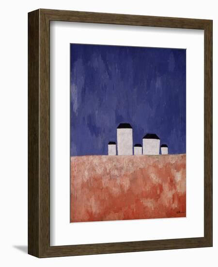 Landscape with Five Houses, c.1932-Kasimir Malevich-Framed Giclee Print