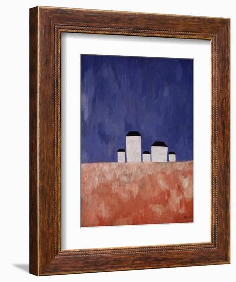 Landscape with Five Houses, c.1932-Kasimir Malevich-Framed Giclee Print