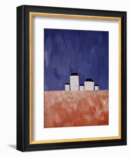 Landscape with Five Houses, c.1932-Kasimir Malevich-Framed Giclee Print