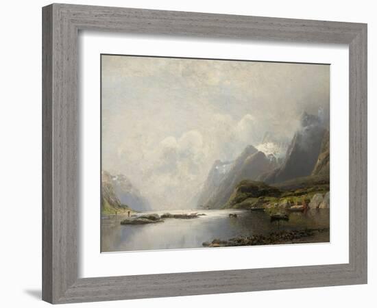 Landscape with Fjord, Steam Boats and Sailing Ships-Adolf Schweitzer-Framed Giclee Print