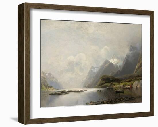 Landscape with Fjord, Steam Boats and Sailing Ships-Adolf Schweitzer-Framed Giclee Print