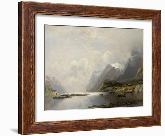 Landscape with Fjord, Steam Boats and Sailing Ships-Adolf Schweitzer-Framed Giclee Print